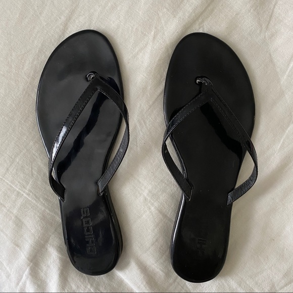 CHICO’S Black Women’s 9 Glossy Flip Flop Sandals - Picture 4 of 10